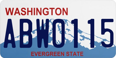 WA license plate ABW0115