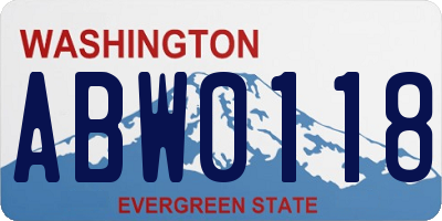 WA license plate ABW0118