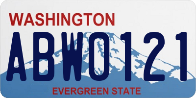 WA license plate ABW0121