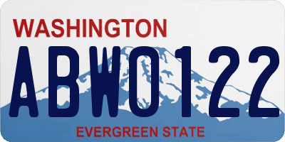 WA license plate ABW0122