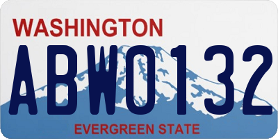 WA license plate ABW0132