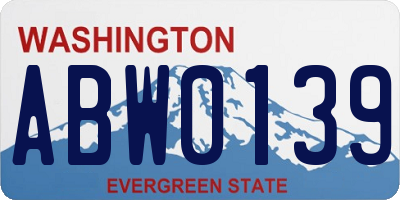 WA license plate ABW0139