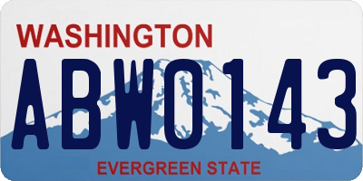 WA license plate ABW0143