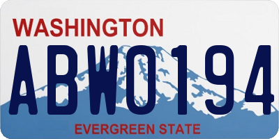 WA license plate ABW0194