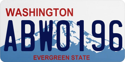 WA license plate ABW0196