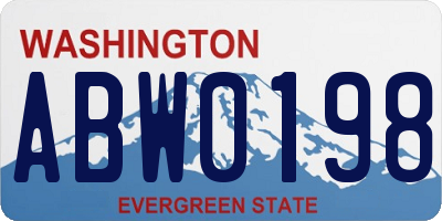 WA license plate ABW0198