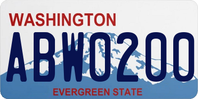WA license plate ABW0200