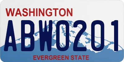 WA license plate ABW0201