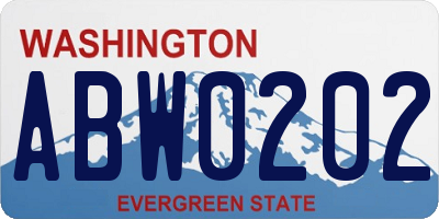 WA license plate ABW0202