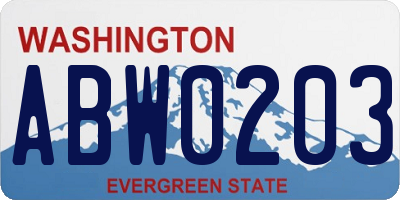 WA license plate ABW0203