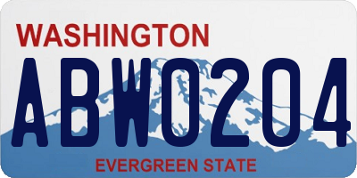 WA license plate ABW0204