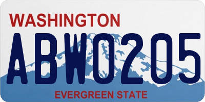 WA license plate ABW0205
