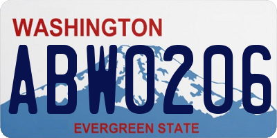 WA license plate ABW0206