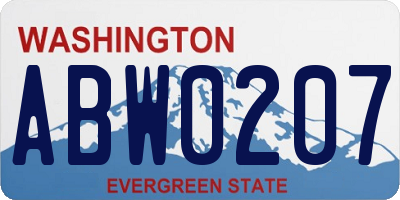 WA license plate ABW0207