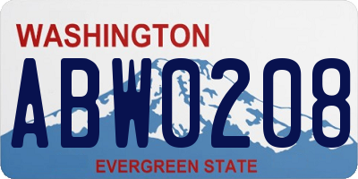 WA license plate ABW0208