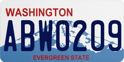 WA license plate ABW0209
