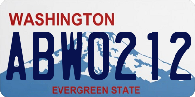 WA license plate ABW0212