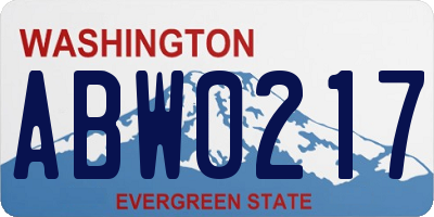 WA license plate ABW0217