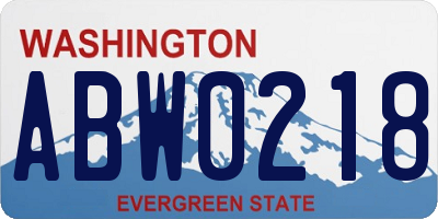 WA license plate ABW0218