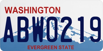 WA license plate ABW0219