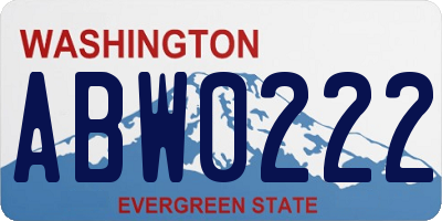 WA license plate ABW0222