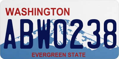 WA license plate ABW0238