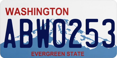 WA license plate ABW0253