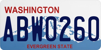 WA license plate ABW0260