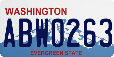 WA license plate ABW0263
