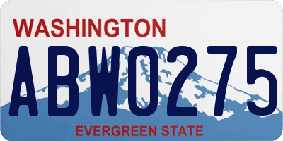 WA license plate ABW0275