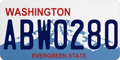 WA license plate ABW0280