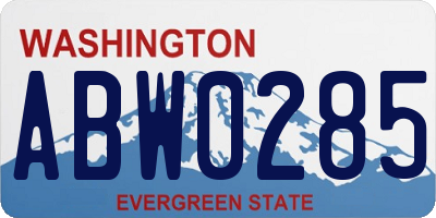WA license plate ABW0285