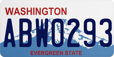 WA license plate ABW0293