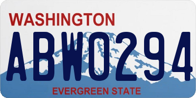 WA license plate ABW0294