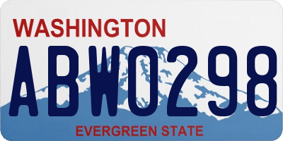 WA license plate ABW0298