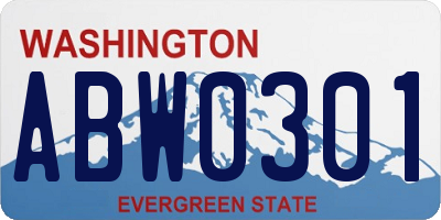 WA license plate ABW0301
