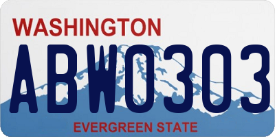 WA license plate ABW0303