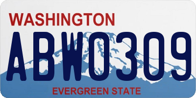 WA license plate ABW0309
