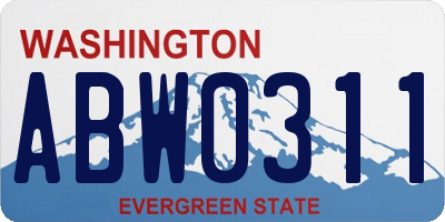 WA license plate ABW0311