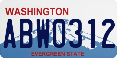 WA license plate ABW0312