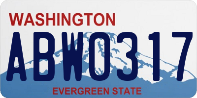 WA license plate ABW0317