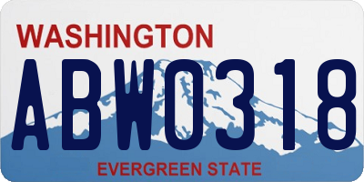 WA license plate ABW0318