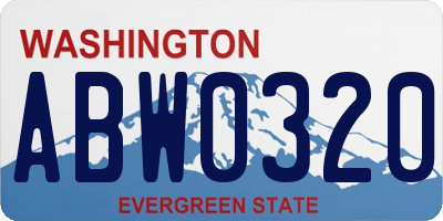 WA license plate ABW0320