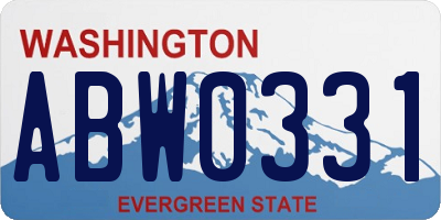 WA license plate ABW0331