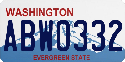 WA license plate ABW0332