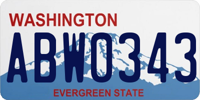 WA license plate ABW0343