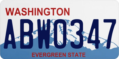 WA license plate ABW0347