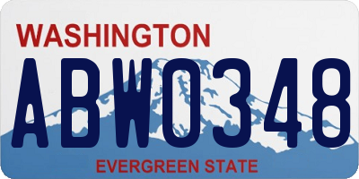 WA license plate ABW0348