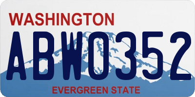 WA license plate ABW0352