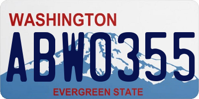 WA license plate ABW0355